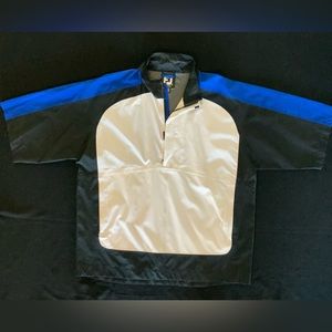 Mens FootJoy FJ windshirt short sleeve 1/2 zip pullover. White Black Blue